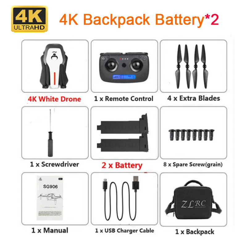 white EPP bag 2 ba SG906 Дрон с GPS 4K бесщеточный селфи Дроны с камерой HD 5G wifi FPV RC Квадрокоптер складной Дрон VS Visuo XS816 F11 X8 CG033 - Цвет: white EPP bag 2 ba