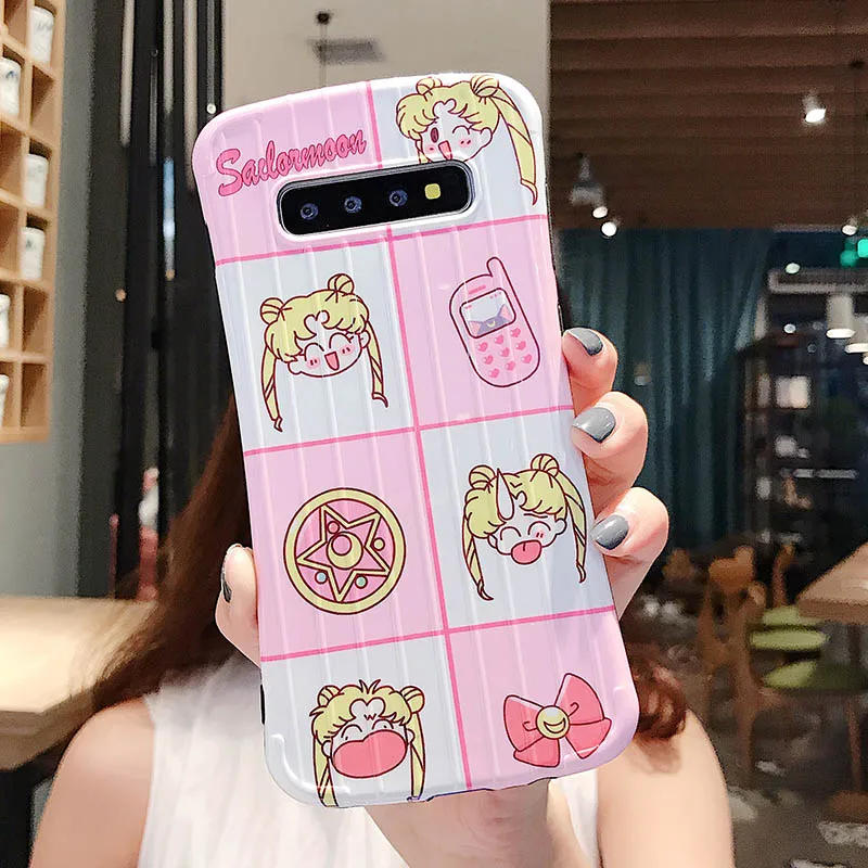 YHBBCASES 3D тонкая талия багаж мягкие чехлы для samsung Note 10 8 9 мультфильм Сейлор Мун чехол для samsung Galaxy S10 S8 S9 Plus - Цвет: StyleB