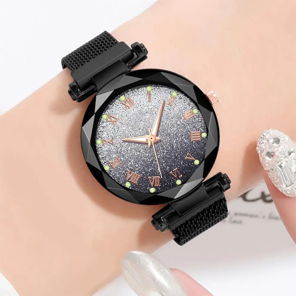 

Luxury Starry Sky Watch Women Magnetic Quartz Watch Ladies Fashion Black Wrist Watches Female Waterproof Clock relogio feminino