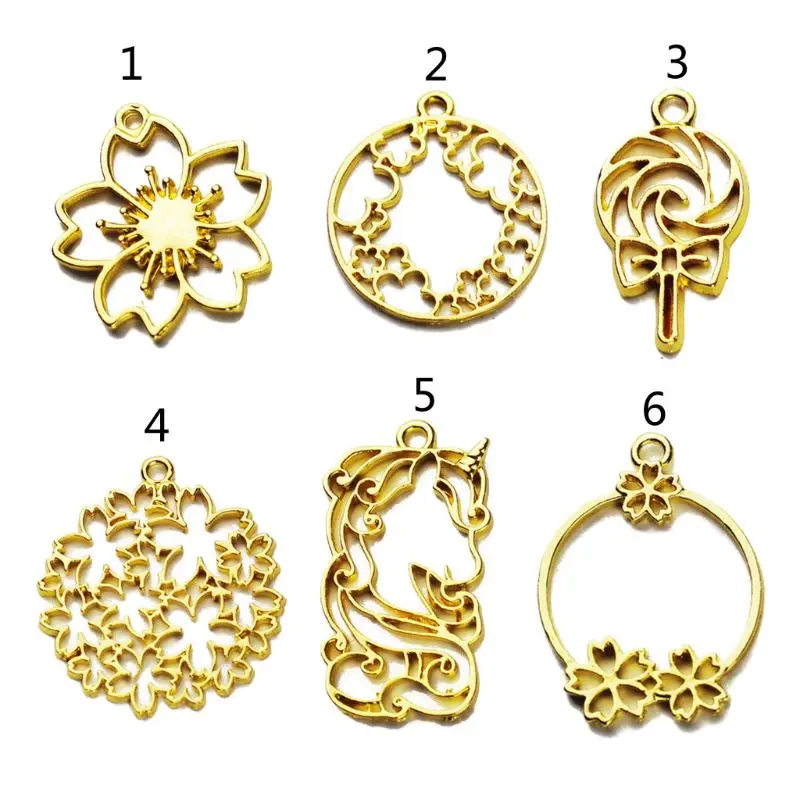 

5Pcs Flower Lollipop Resin Frame Jewelry Charms Pendant Open Bezel Setting Resin Jewelry Findings Jewelry Making Tools