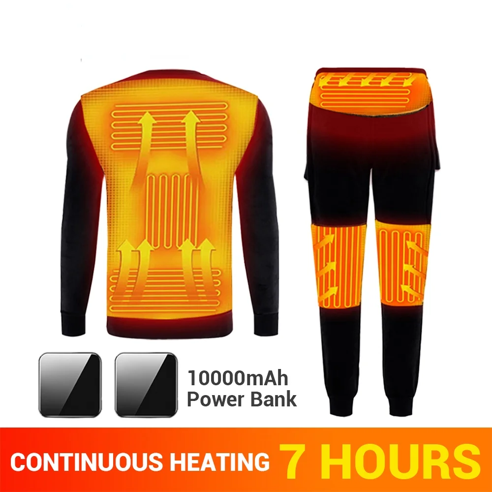 

Winter Verwarming Ondergoed Set Motorjas Moto Motorbike Usb Verwarmde Fleece Thermische Lange Onderbroek Tops & Broek