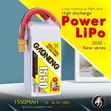 Conector recarregável da tomada xt60 da bateria de gaoneng gnb 1550mah 18.5v 100c/200c 5S lipo para rc modelos quadro multicopter accs