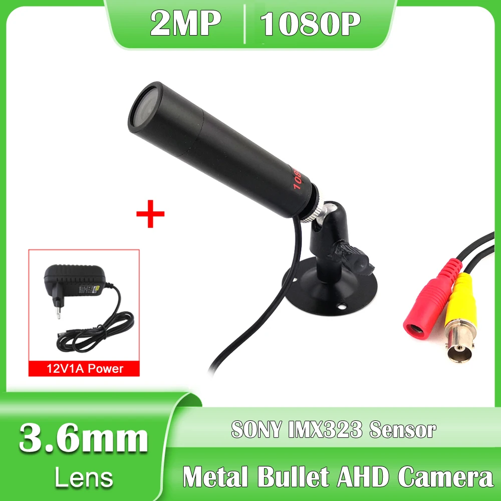 HD 1080P 2MP Super Mini Metal Bullet AHD Camera SONY IMX323 Sensor 3.6mm lens for Home Security Surveillance Black video Camera