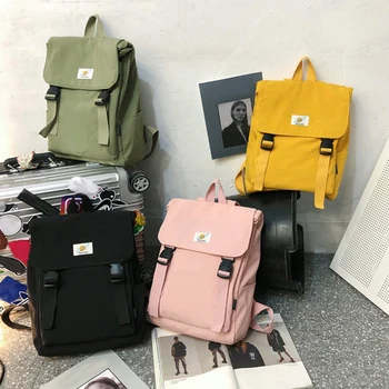 

Ladies Canvas Schoolbag Girl Travel Bag Backpack Student Large Capacity Backpack Pure Color Casual Backpack Handbag