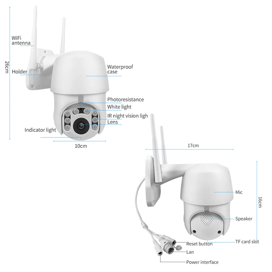 HD PTZ IP Camera onvif 1080P security wifi camera Outdoor 128G Speed Dome Wireless Security Cam Pan Tilt 360Eyes Street cameras