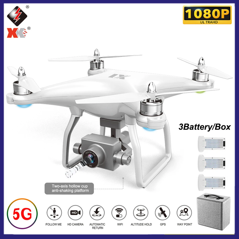 

WLtoys XK X1 Pro Quadcopter with Camera 1080P FPV GPS RC Drone 5G Wifi FPV 2-Axis Brushless Motor Self-stabilizing Gimbal Dron