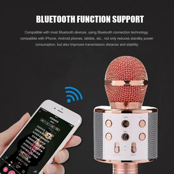 

4 In 1 LED RGB Wireless Bluetooth Karaoke Mini Microphone USB Speaker for Home KTV VH99
