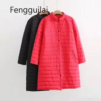 

FENGGUILAI Plus Size Thin Red Wadded Autumn Winter Jackets Women Cotton Long Padded Coat Outwear Warm Chaquetas Parka Feminina