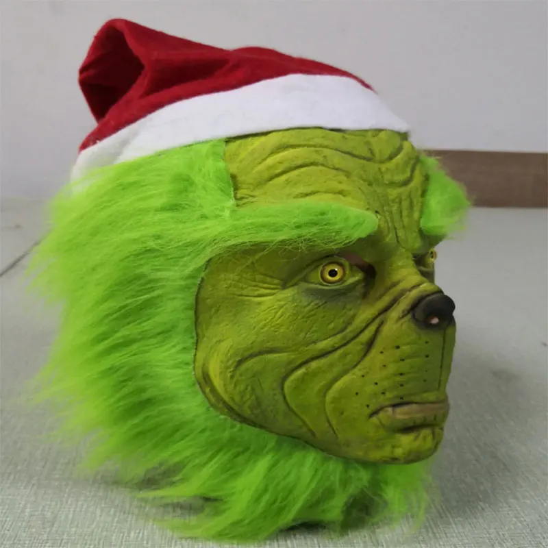 Рождественская маска гика Рождественский смешной реквизит шалость парик косплей зеленый монстр глюк маска Рождественский костюм пародия Зеленых Волос монстр