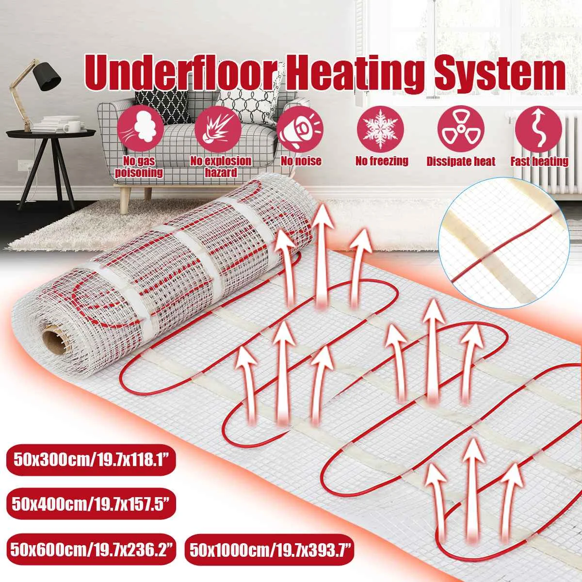 Electric Underfloor Heating 150W/M ² Carpet VDE Cable Fuss-Boden 