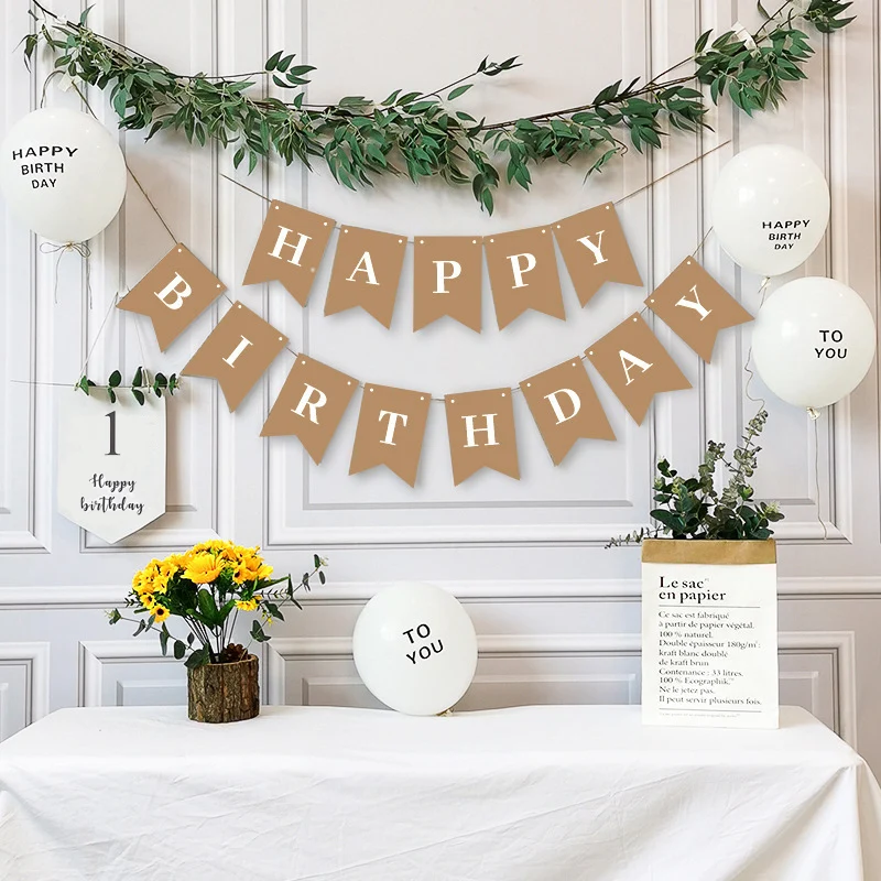 Happy Birthday Decoration 1-9th Happy Birthday Banner Balloons Flag Bunting First Decor Boy Girl Baby Shower Supplies birthday streamers birthday banner party decorations
