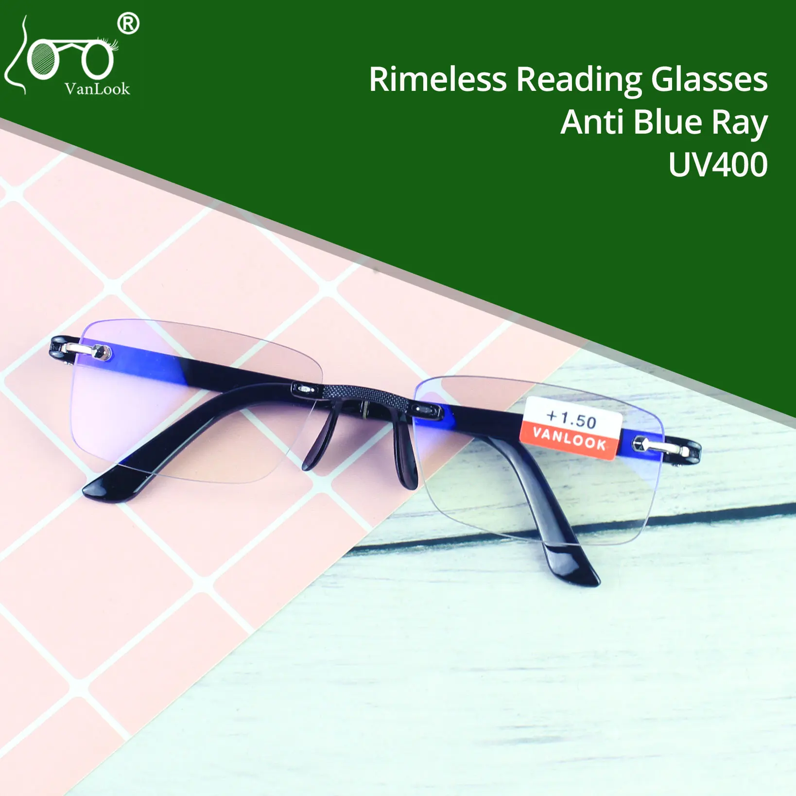 

Women Rimless Reading Glasses Blue Light Blocking TR90 Eyeglass Frames Men Frameless Presbyopic Eyeglasses+1.0+1.5+2.0+2.5+3.0