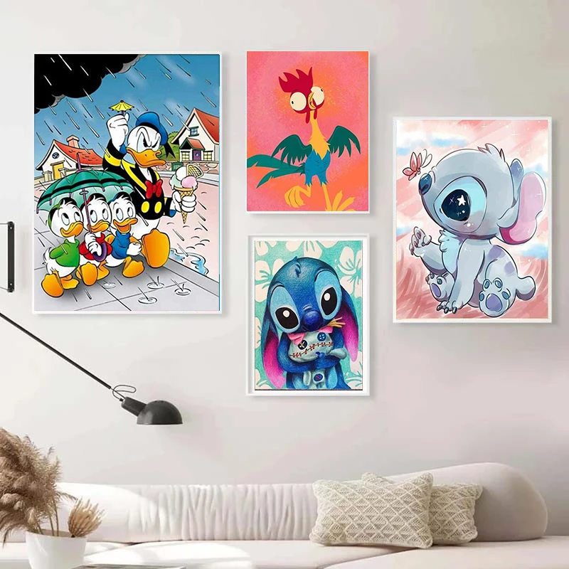 menu roze plotseling Disney Canvas Schilderijen Donald Duck & Lilo & Stitch Posters En Leuke  Prints Wall Art Pictures Voor Living Kids Thuis decoratie|Schilderij &  Schoonschrift| - AliExpress