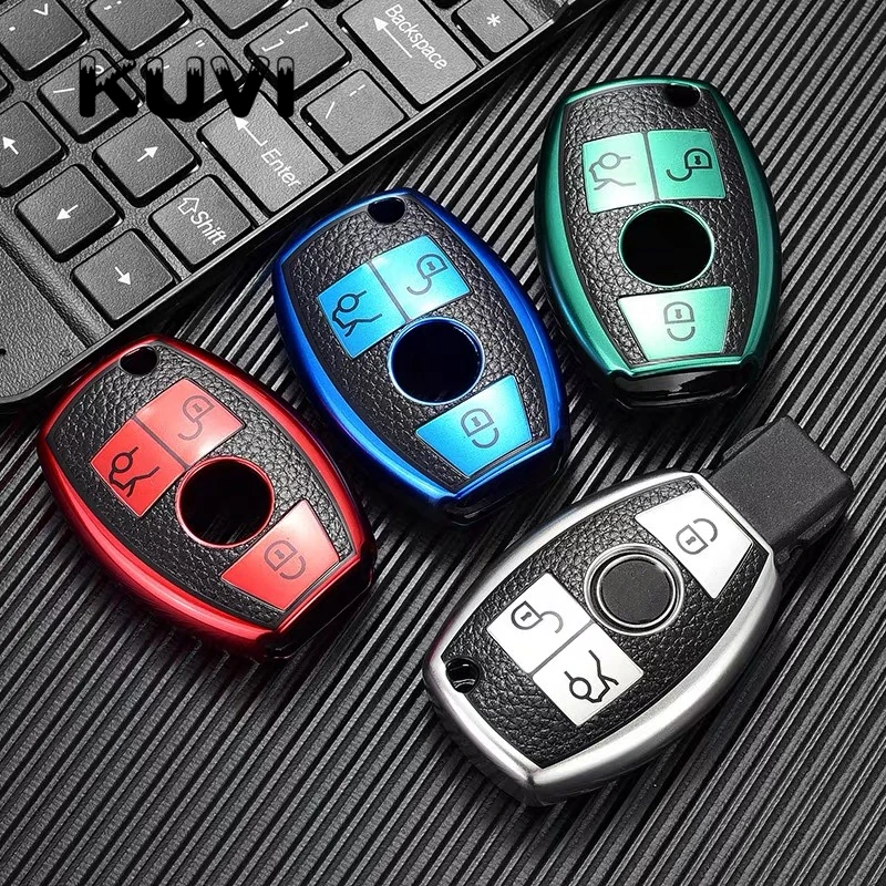Car Key Fob Case Cover Protector Fit For Mercedes Benz E C S Class W204 W212 W176 Glc Cla Gla Car Hot Leather Tpu - - Racext™️ - - Racext 49