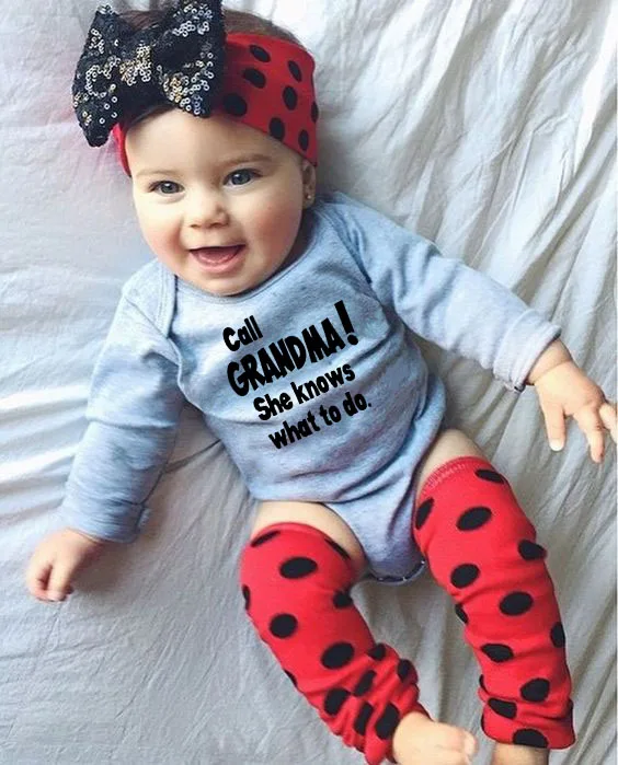 

Call Grandma She Knows What To Do Newborn Toddler Infant Baby Boy Girl Unisex Romper Jumpsuit Casual Clothes One Piece Outfits