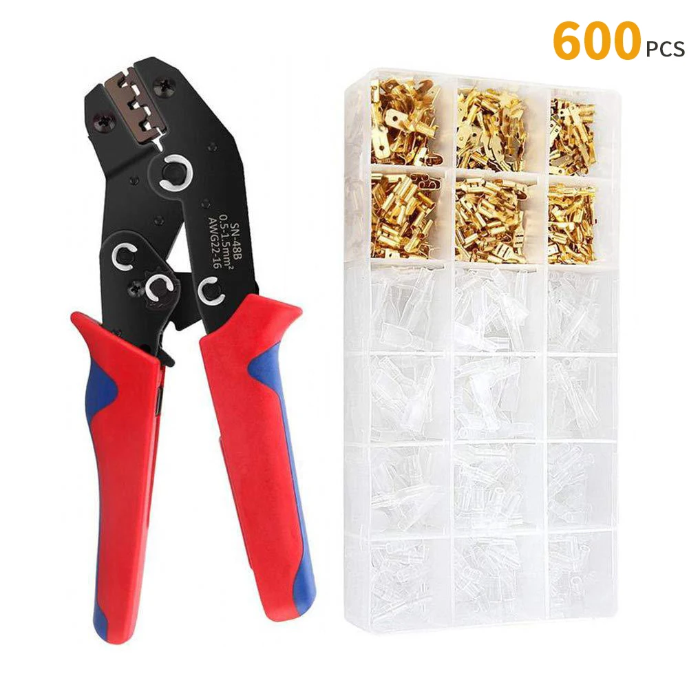 

SN-48B Crimping Tool 600 Pcs Connector 4.8 Plug Terminal Crimper Crimping Pliers Wire 0.5mm2 Alicate AWG 20 Hand Tool Krimptang