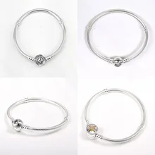 Серебряный 925 очаровательный браслет с бусинами для женщин, браслет DIY, ювелирные изделия, рождественские подарки