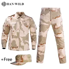 

Military Uniform Camouflage Army Combat Shirt Uniforme Militar Tactical Suit Clothing CS Softair Men Working Clothes with Caps