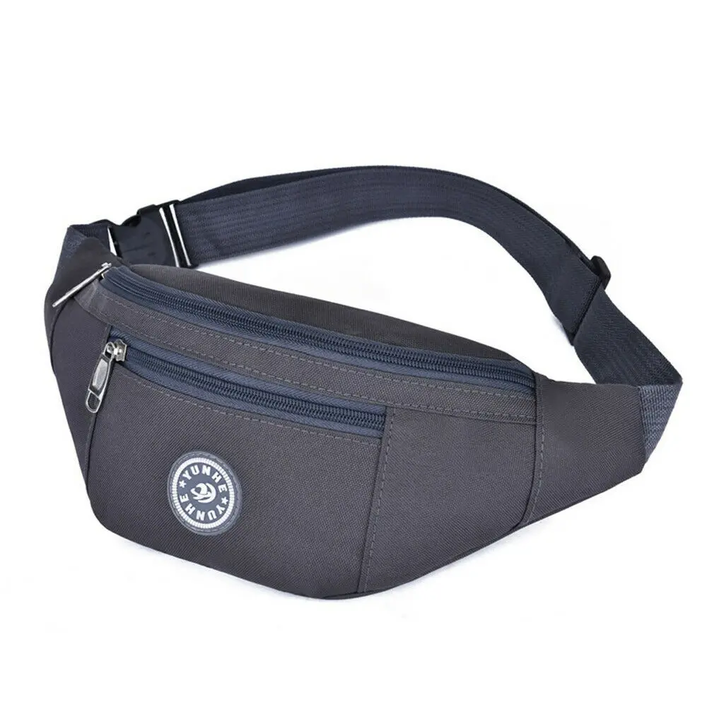 New Fashion Men Women Waist Bum Bag  Belt Money Pouch Wallet Zip Travel Hiking Bag Black Blue Red Gray