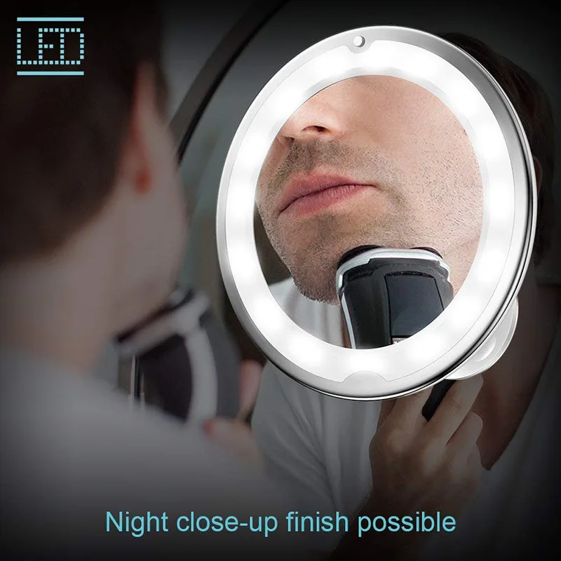 Светодиодный светильник с зеркалом для макияжа и 10-кратным увеличением настольное косметическое зеркало для ванной комнаты Рабочий стол с присоской для заполнения светильник складной WJ10