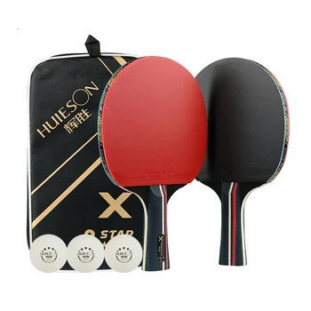 

2Pcs/Set 3 star Racket Solid Wood Ping Pong Table Tennis Rubber Rackets Double Face Pimples-in Horizontal Shot for Teenager
