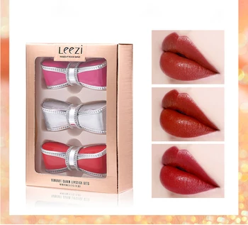 

3 Colors Butterfly Knot Lipstick Matte Lipstick Makeup Suit Contains Plant Ingredients Nourish Lip Skin Modified Lips Lasting