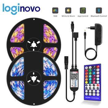 

1set 60LEDs/M DC12V 5M/10M 300LEDs/600LEDs 5050 Waterproof RGBW/RGBWW LED Strip/tape + 12V Adapter+40Key Bluetooth controller