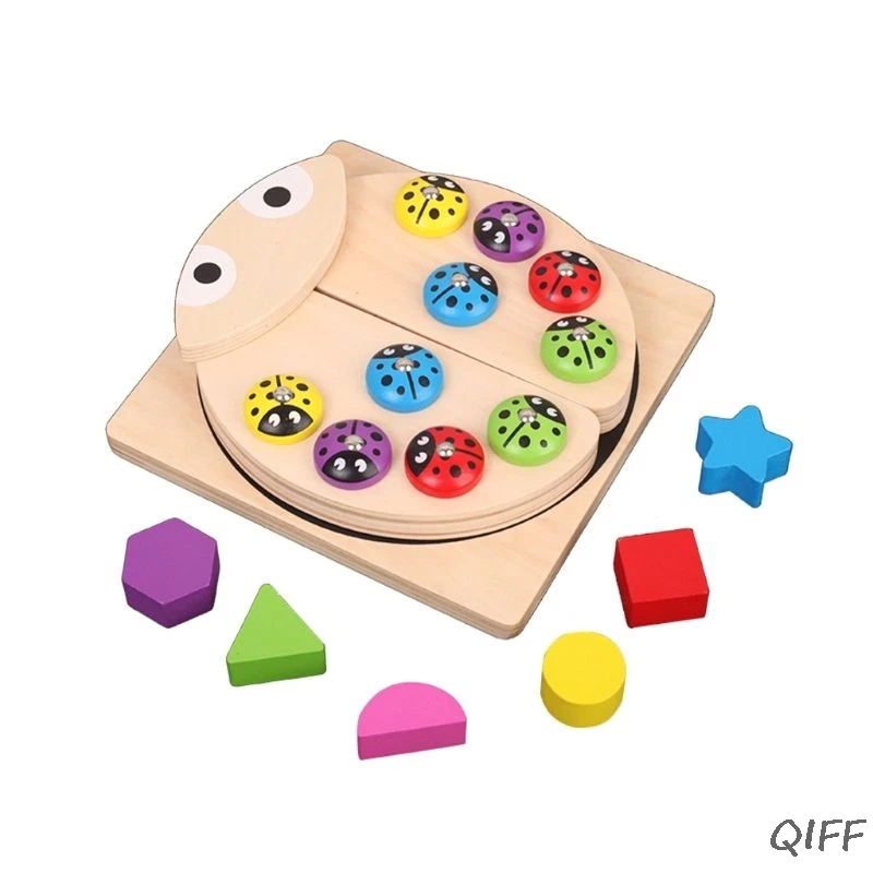 Складная магнитная деревянная игра божья коровка, игрушка для рыбалки, набор Монтессори для детей