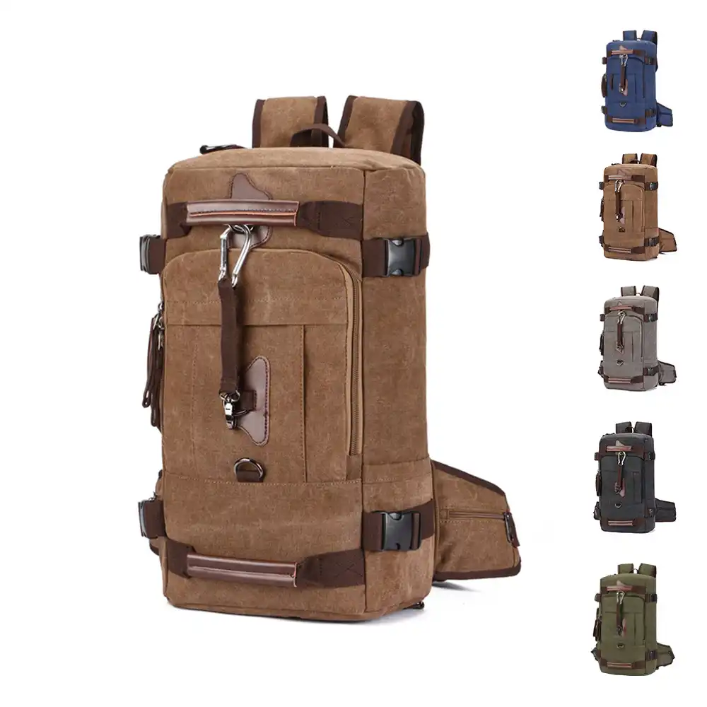 ユニセックスキャンバスハイキングバックパックレジャースポーツハイキングバックパックレトロバックパック Backpacks Aliexpress