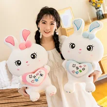 Peluche lapin blanc à longues oreilles, décoration confortable pour chambre de fille, en tissu de coton, animal en peluche, poupée, plume