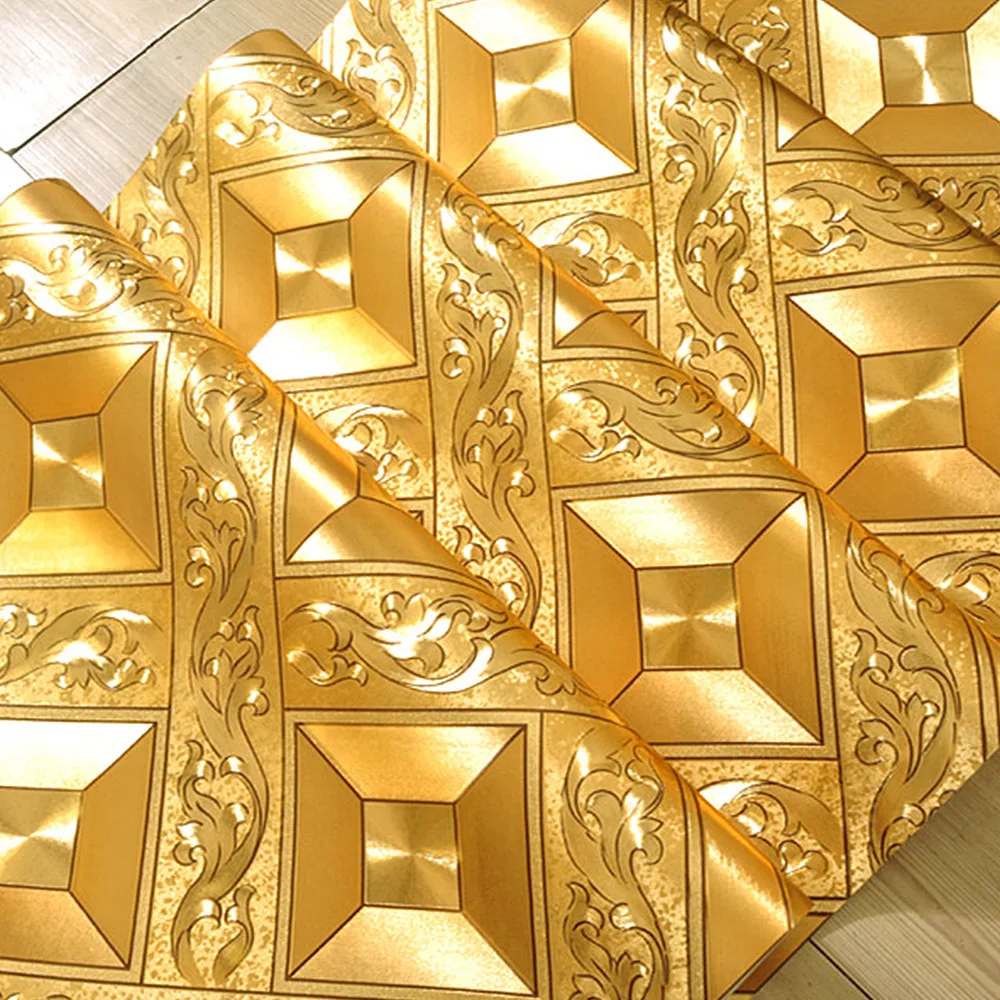 

Mosaic Lattice Background Flicker Wallpaper Gold Metallic Leaf Wall Sticker Roof Wallpaper On Ceiling Of Bar Corridor