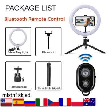 

10 "LED make-up ring light fotografické Selfie Ring osvětlení se stojanem pro Smartphone Youtube Video Studio Stativ Ring Light