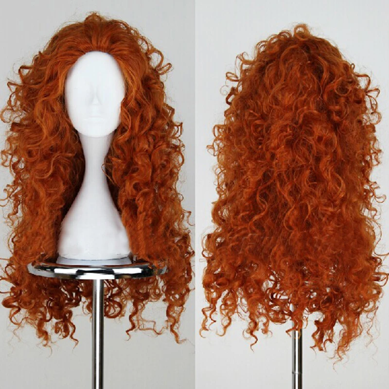 High Quality Brave Merida Cosplay Wig Long Curly Role Play Wig Heat Resistant Synthetic Hair Costume Wigs + Wig Cap anime halloween costumes