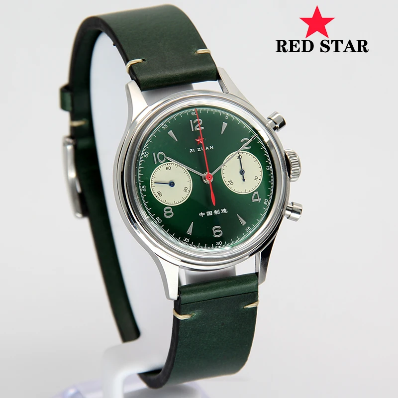 Ретро Красная звезда Красочные мужские 1963 хронограф часы акрил/сапфировое стекло часы Gooseneck спортивные мужские s пилот механические часы