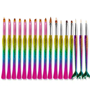 

3Pcs New Man-made Mermaid Painted Pen Carved Flower Pull Pen Goldfish Rod Fish Pattern Nail Pen Nail Supplies