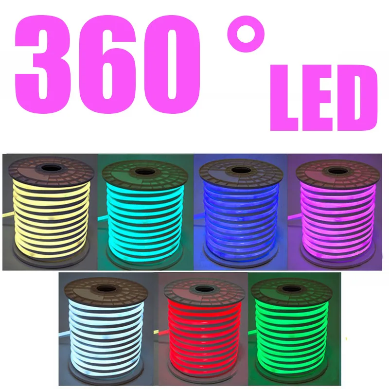 

360 Round Led led strip 220v 230V 240V Neon Tube Waterproof Flexible Neon Strip Outdoor Decorative Lighting 5m 10m 20m 50m