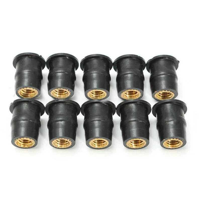 Motorcycle Screws Bolts Accessories M4 M5 M6 Metric Rubber Well Nuts Windscreen Fairing Cowl Anodized Aluminum 10PCS, auto accessories,motorcycle accessories,motorcycle fasteners,motorcycle screws