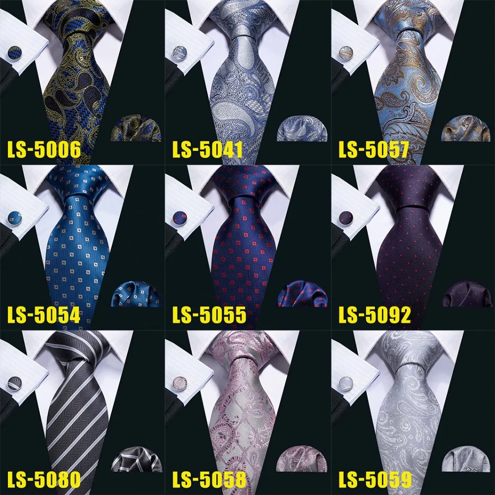 Barry.Wang 20 Colors Paisley 100% Silk Ties For Men Gifts Wedding Necktie Gravata Handkerchief Set Men Business Groom S-20P