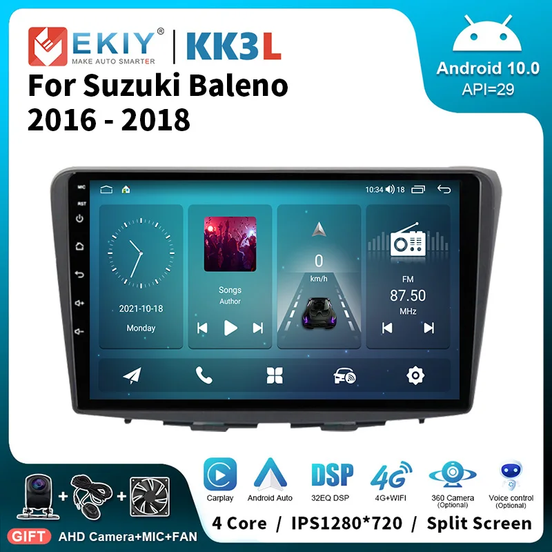EKIY KK3L Android 10 стерео Автомагнитола для Suzuki Baleno 2016 2017 2018 мультимедийный видеоплеер