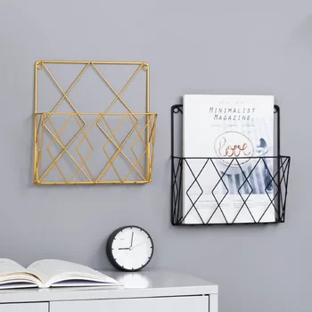 

Simple Metal Wall Hanging Office Newspaper Hanging Holder Organizer Bookshelf Magazine Storage Rack Home Wall Decoration