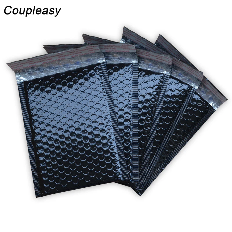 100Pcs Bright Black Shipping Envelopes with Bubble Self Seal Mailer Waterproof Thicken Bags Packaging | Канцтовары для офиса и