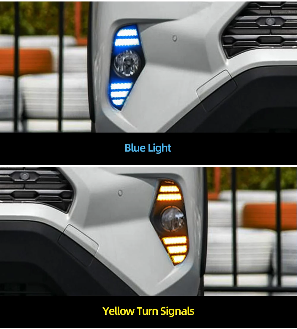 CSCSNL 2 шт. DRL для Toyota RAV4 Светодиодный дневной ходовой светильник водонепроницаемый с потоком желтый указатель поворота бампер