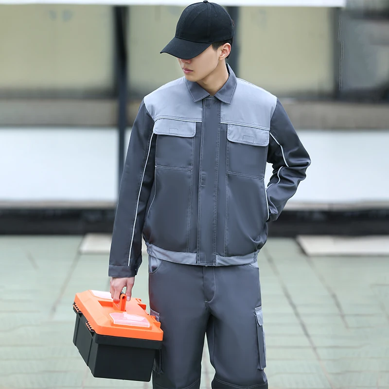 Summer Welder Uniform Cargo Work Clothes Jacket Pants Set