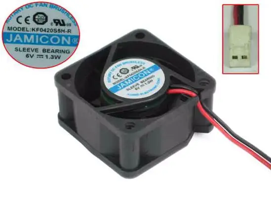 

Jamicon KF0420S5H-R DC 5V 1,3 W 40x40x20mm 2-проводной Вентилятор охлаждения сервера