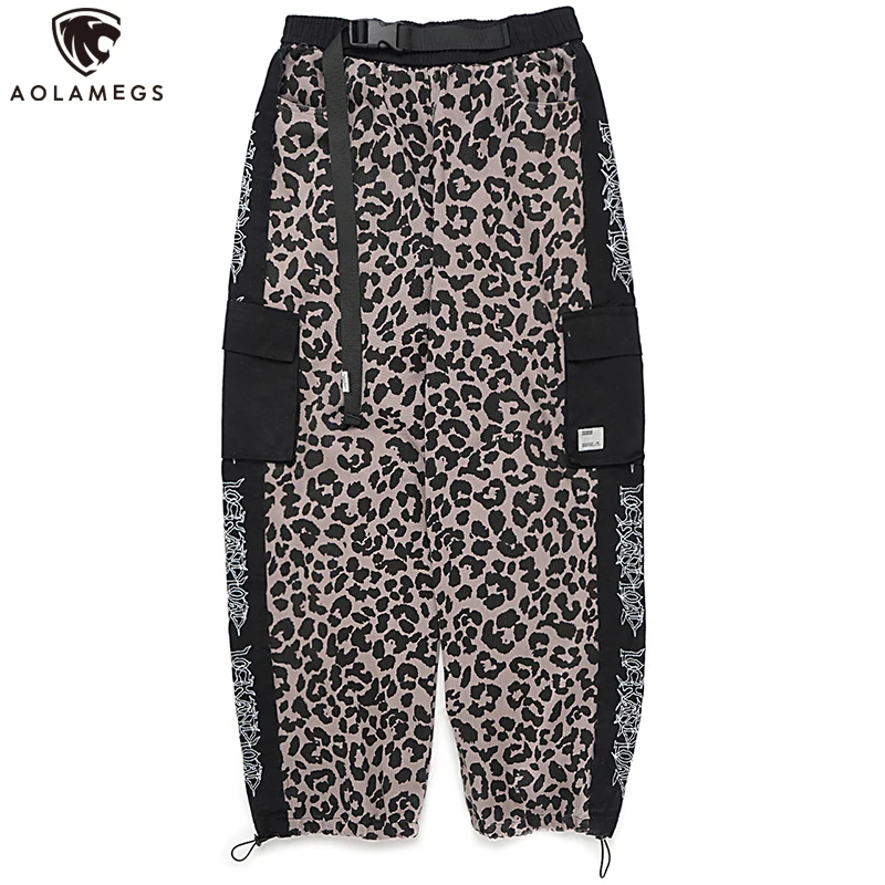 

Aolamegs Sweatpants Color Block Print Cargo Pant Elastic Waist Color Block Cozy Patchwork Pants All-match High Street Streetwear