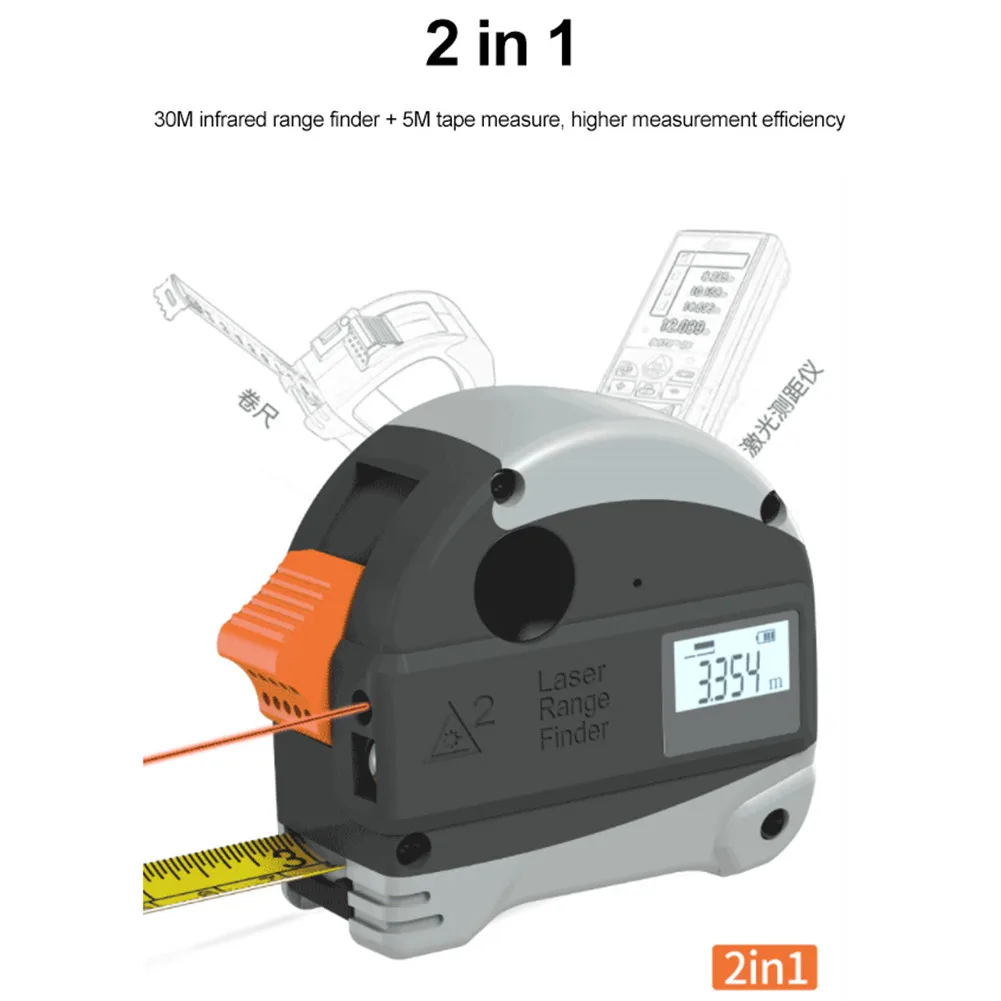 US $21.72 40M Infrared Steel Tape Measure Intelligent Tapeline Laser Rangefinder Digital Electronic High Precision Range Finder