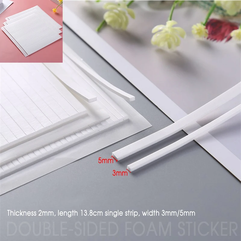 13.8cm Length Double-sided Adhesive Foam Strips Hook Loop Tape for DIY Scrapbooking Craft Shaker Cards Making Tool 3/5 mm Width
