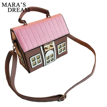 

Mara's Dream 2019 New Personality Tide Handbags Fashion Hit Color Tide Wild Single Shoulder Diagonal Small House Bag