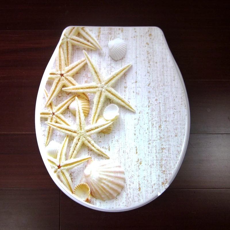 Toilet seat cover Stone group Fashion people pattern set hot selling PP toilet lid cover starfish high quality toilet seat