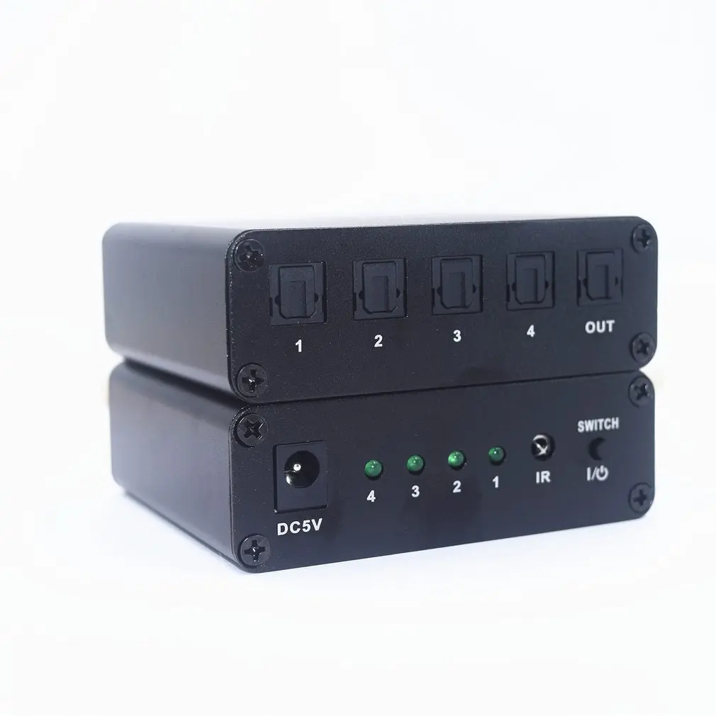 Цифровой оптический аудио переключатель SPDIF/TOSLINK оптический аудио 4x1 коммутатор сплиттер удлинитель с ИК-пультом дистанционного управления